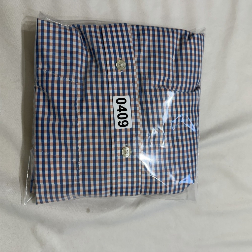 Banana Republic Non Iron Slim Fit Check Dress Shirt Mens Large Blue Orange - Picture 12 of 12